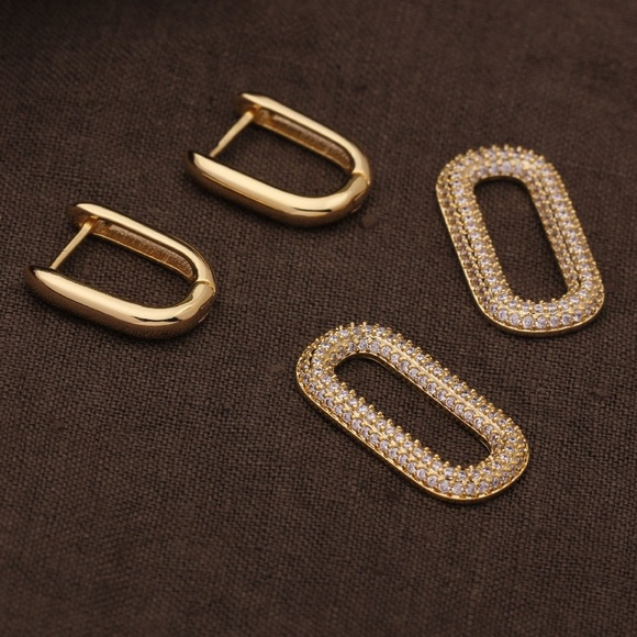 Rectangle Hoop earrings - Picture 7 of 7